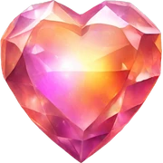 Orange and pink iridescent crystal heart sticker