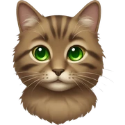 small brown fluffy cat with green eyes  sticker