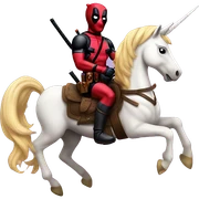 deadpool on a unicorn  sticker