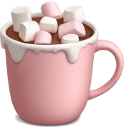 Light Pink mug of hot chocolate with marshmallows  sticker