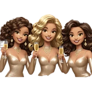 smiling girls with champagne celebration sticker