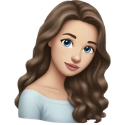 Beautiful teenage girl, long hair, brunette, Brown hair blue eyes, light pink lip color sticker