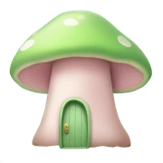 Light pastel pink mushroom house green moss sticker