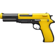 Yellow gun sticker
