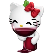 Hello Kitty drinking red wine sticker
