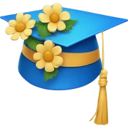 Blue graduation hat with flowers  sticker