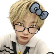 blonde boy with glasses and necklace sticker