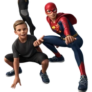 girl with boys superhero squad sticker