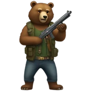 bear with gun sticker