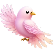 Bird "A pastel pink bird with glowing, delicate feathers, a shimmering beak, and a magical trail of sparkles as it flutters its wings." sticker