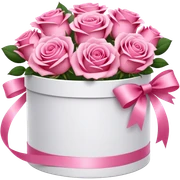 bouquet of pink 15 roses in a round white box  sticker