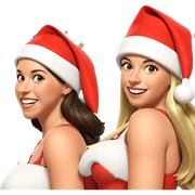 happy girls in santa hats sticker