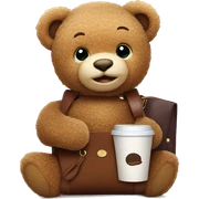 Teddy bear with longchamp bag and coffee sticker