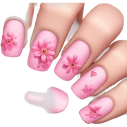 Pink heart-pink flower-pink nails sticker