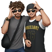 boys in stylish accessories sticker