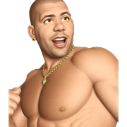 muscular male with jewelry sticker