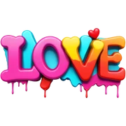 3D style, graffitied word Love sticker