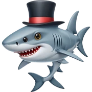 Shark with a top hat sticker