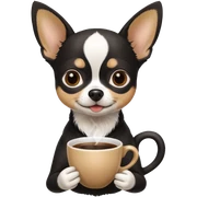 Black white female chihuahua enjoying a cup of coffee sticker