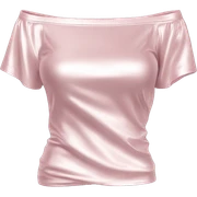 Realistic isolated side view of a light pink metallic off the shoulder Short sleeve blouse. sticker