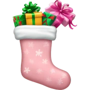 Light pink christmas stocking with presents inside sticker