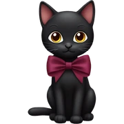 Black cat with bordeaux bow sticker