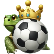 Turtle holding soccer ball with crown sticker