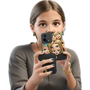 girl taking selfie with jewelry sticker