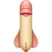 
Create an educational emoji of a male reproductive organ (penis) in a simplified cartoon style, flat 2D colors, Android emoji style, with clear outlines, neutral color, for teaching anatomy, 64x64 PNG, transparent background. sticker