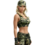 blonde girl in camouflage outfit sticker