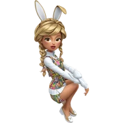 fashionable girl with rabbit ears sticker