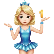 Girl in dance costume holding number 1 sticker