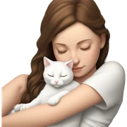 White kitty sleeping on brunette white girl's lap sticker