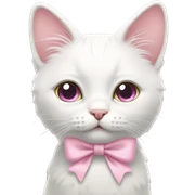 Isolated White cat with pastel pink bow and pastel pink eyes sticker