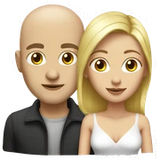 Couple. Male bald. Woman blonde. 35 sticker