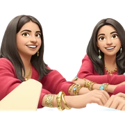 happy girls with jewelry sticker