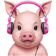 piggy in pink headphones  sticker