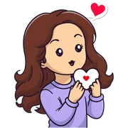 girl with long brown hair blowing a heart kiss sticker