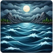 Dark deep lake in a storm sticker
