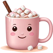 Light Pink mug of hot chocolate with marshmallows  sticker