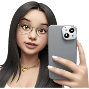girl taking selfie with jewelry sticker