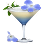 Periwinkle cocktail with white flower sticker