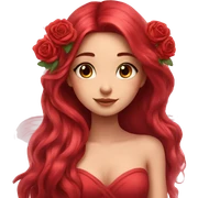 big wings, rose, Beautiful, fairy, red, long hair sticker