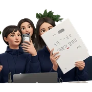 girls with phones indoors sticker