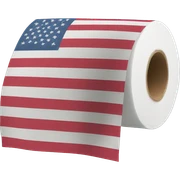 America flag on a toilet paper  sticker