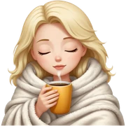 girl inside a blanket sipping coffee eyes closed sticker