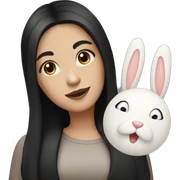 White girl with black hair with bunny white face caramel body sticker