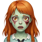 zombie girl with long ginger hair and bangs sticker