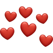 5 small red hearts sticker
