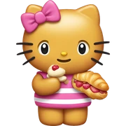 Hello Kitty eating croissant sticker